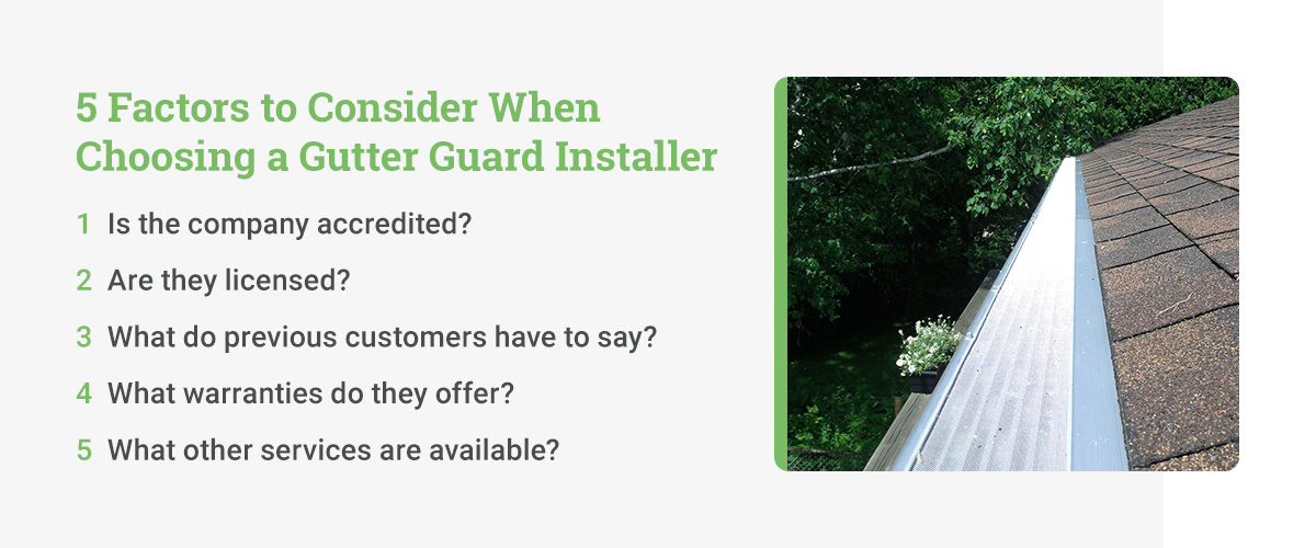 factors to consider when choosing a gutter guard installer