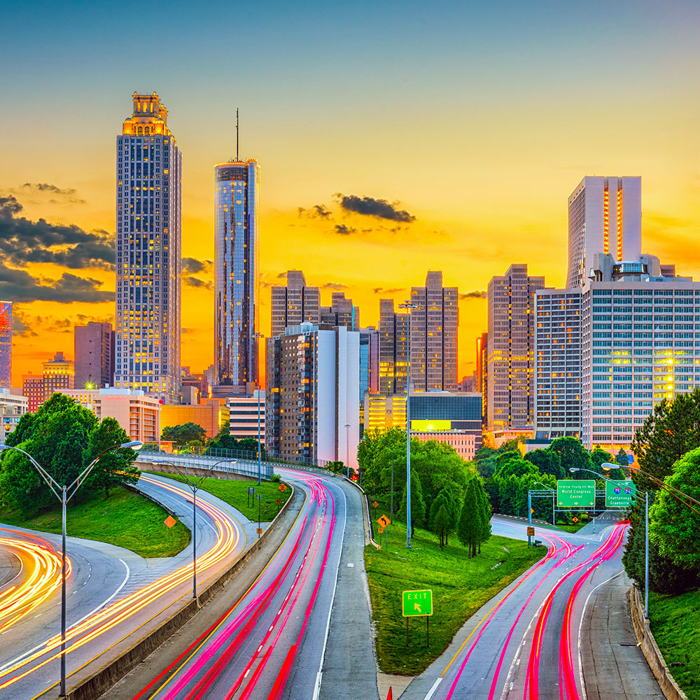 Atlanta, GA sunset skyline